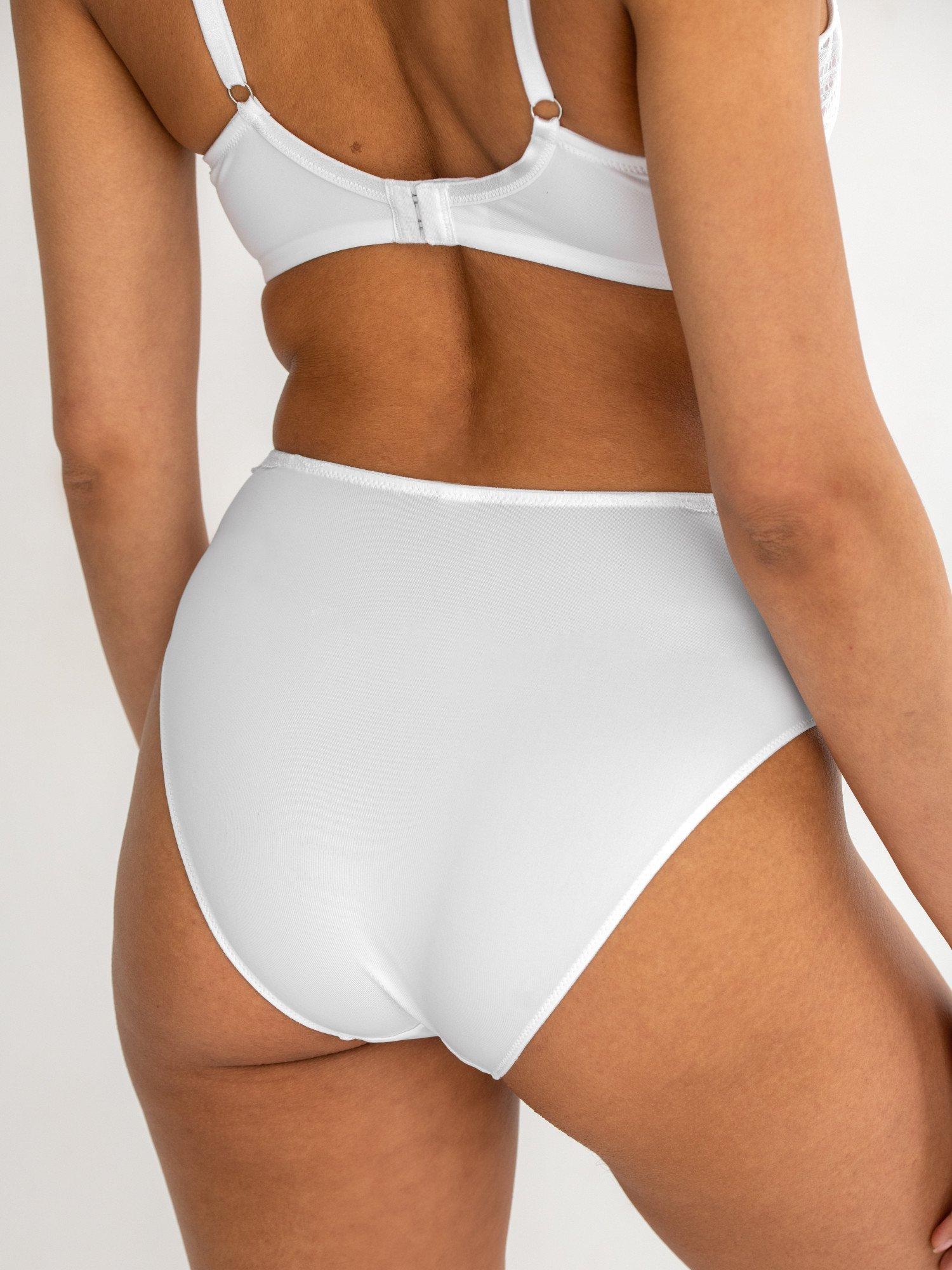 Product image 3 of 6, which shows Pour Moi New Romance High Waist Midi Knickers, White, 10