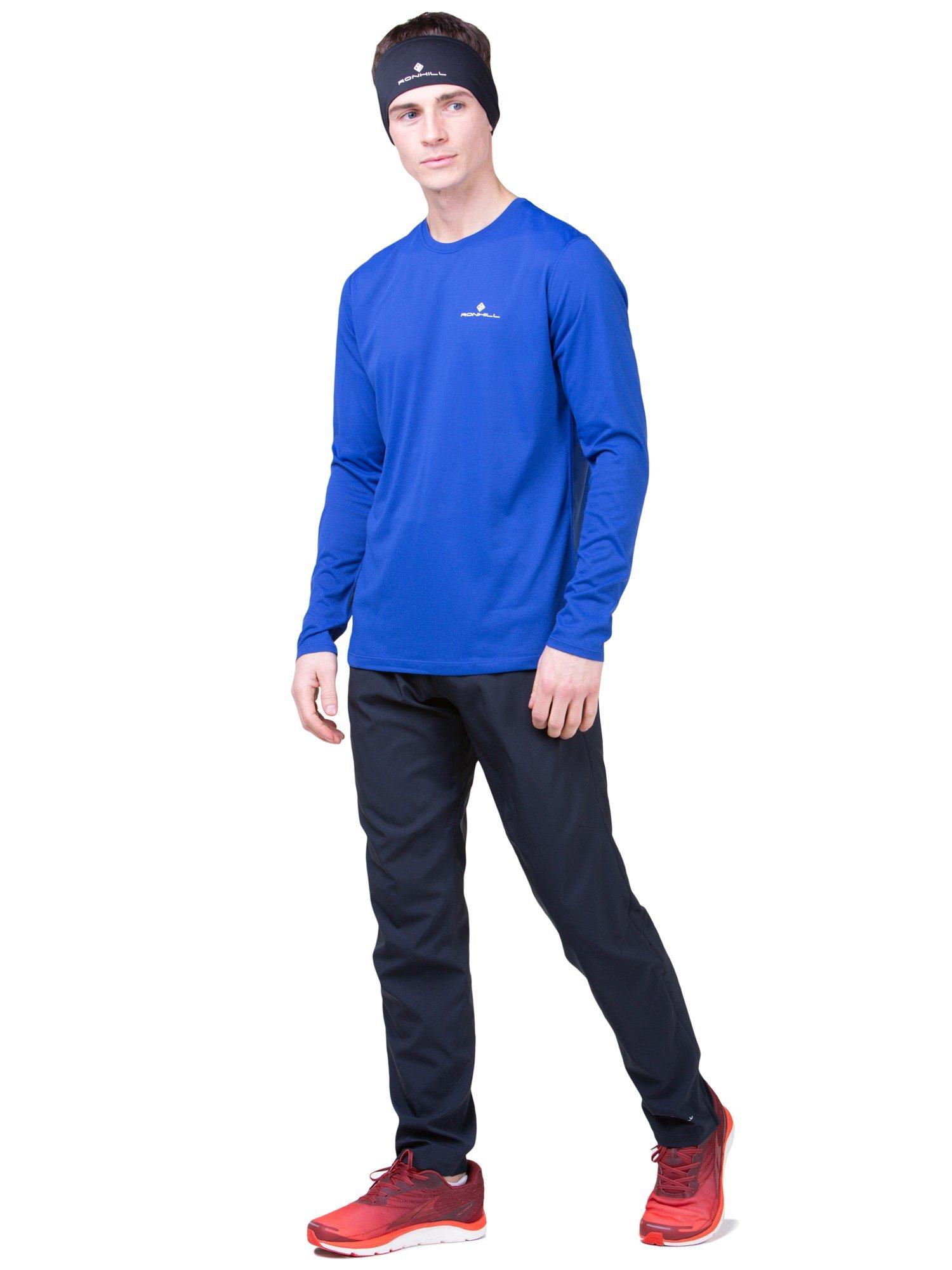 Product image 9 of 9, which shows Ronhill Men's Basic Long-Sleeved Training T-Shirt, Cobalt/Brightwhite, S