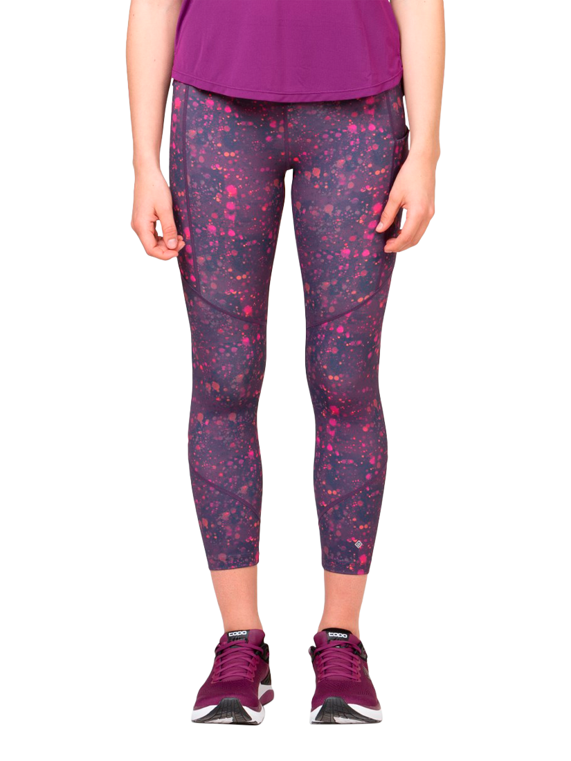 Product image 1 of 8, which shows Ronhill Women's Tech Crop Leggings, Damson Raindrops, 8