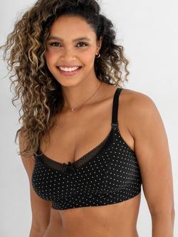 Pour Moi Love to Lounge Cotton Nursing Bra, Black/White - view 2, Black/White