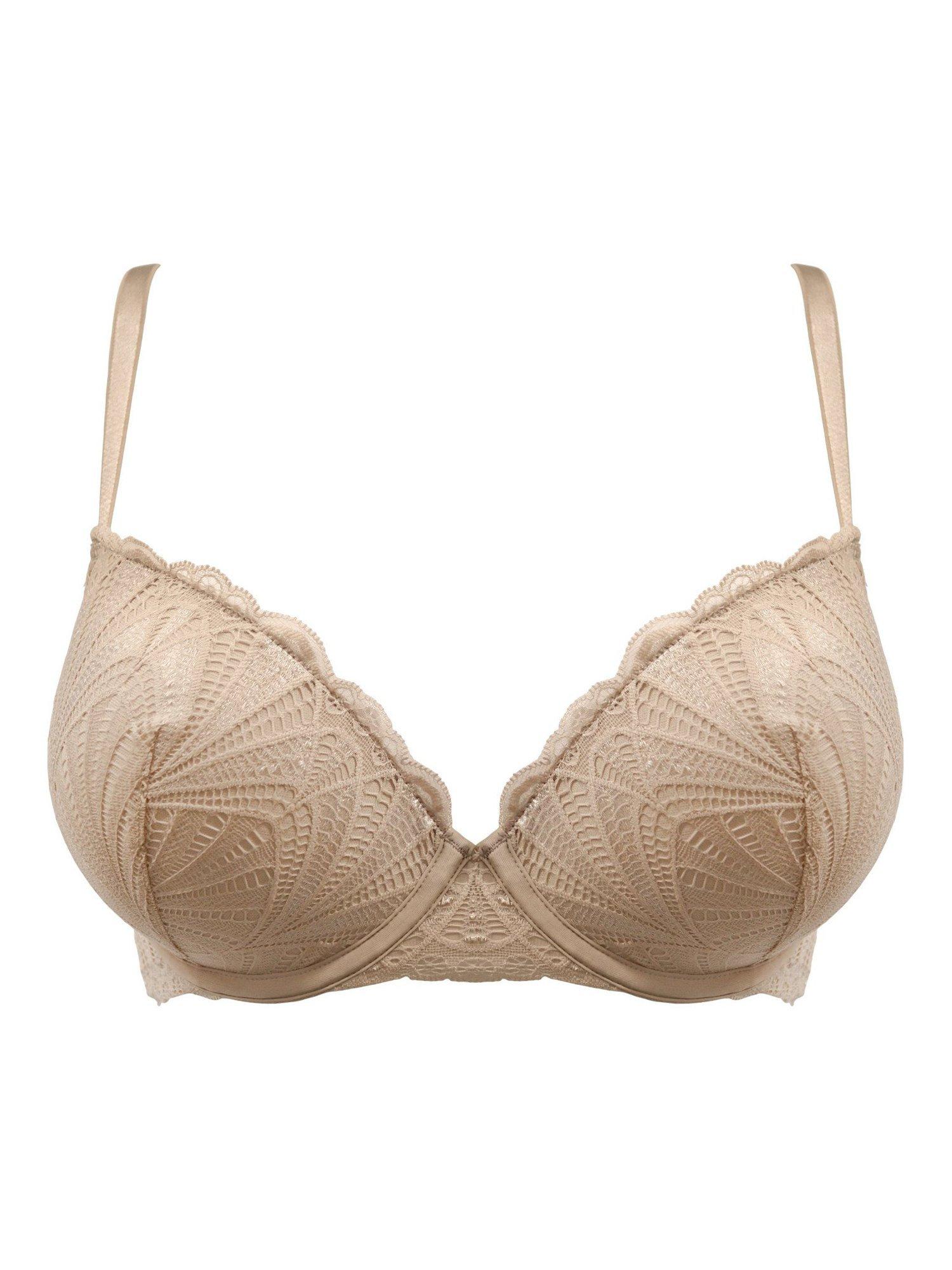 Product image 9 of 10, which shows Pour Moi New Romance Padded Push-Up Plunge Bra, Almond, 32A