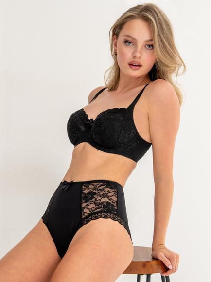 Pour Moi Rebel Side Support Underwired Lace Bra - view 2, Black