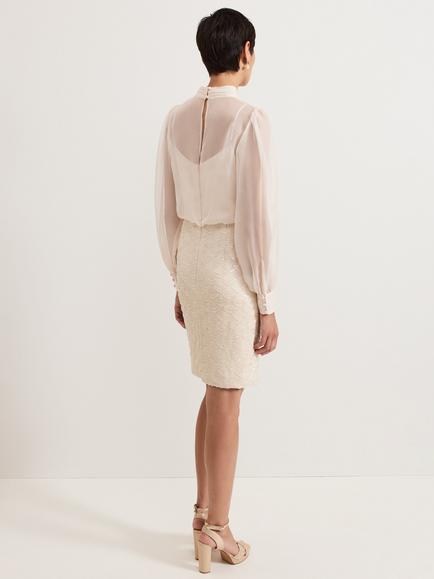 Phase Eight Amina Sequin Skirt Chiffon Top Dress, Cameo - view 2, Cameo
