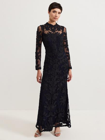Phase Eight Geneve Tapework Maxi Dress, Navy, Navy