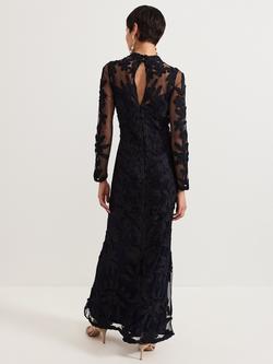 Phase Eight Geneve Tapework Maxi Dress, Navy - view 2, Navy