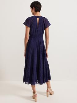 Phase Eight Gwen Textured Twist Neck Dress, Navy - view 2, Navy
