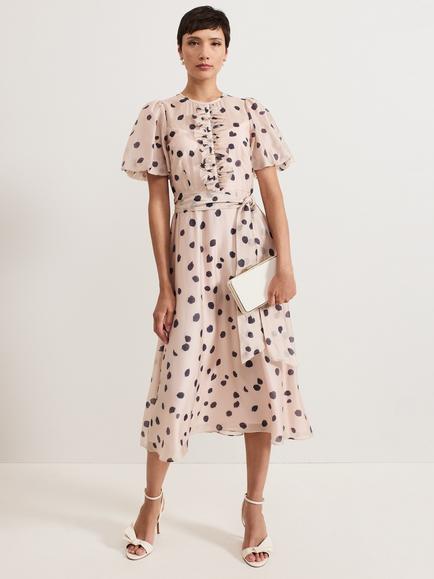 Phase Eight Nicola Polka Dot Dress, Pale Pink, Pale Pink