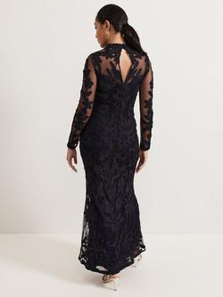 Phase Eight Petite Geneve Tapework Lace Dress, Navy - view 2, Navy