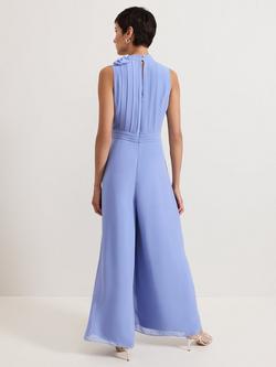 Phase Eight Lucie Tie Neck Jumpsuit, Blue - view 2, Blue