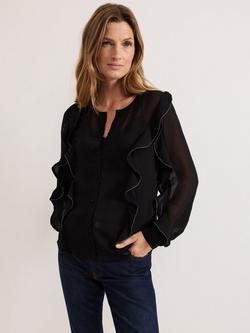 Phase Eight Cordelia Ruffle Blouse, Black, Black