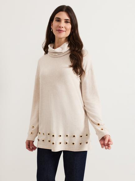 Phase Eight Jennie Eyelet Knit Top, Oatmeal, Oatmeal