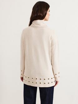 Phase Eight Jennie Eyelet Knit Top, Oatmeal - view 2, Oatmeal