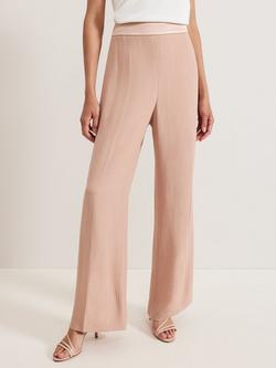 Phase Eight Jorja Textured Straight Leg Trousers, Pale Pink, Pale Pink