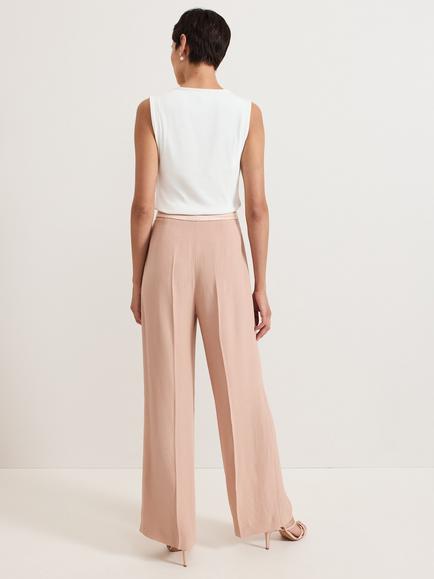 Phase Eight Jorja Textured Straight Leg Trousers, Pale Pink - view 2, Pale Pink