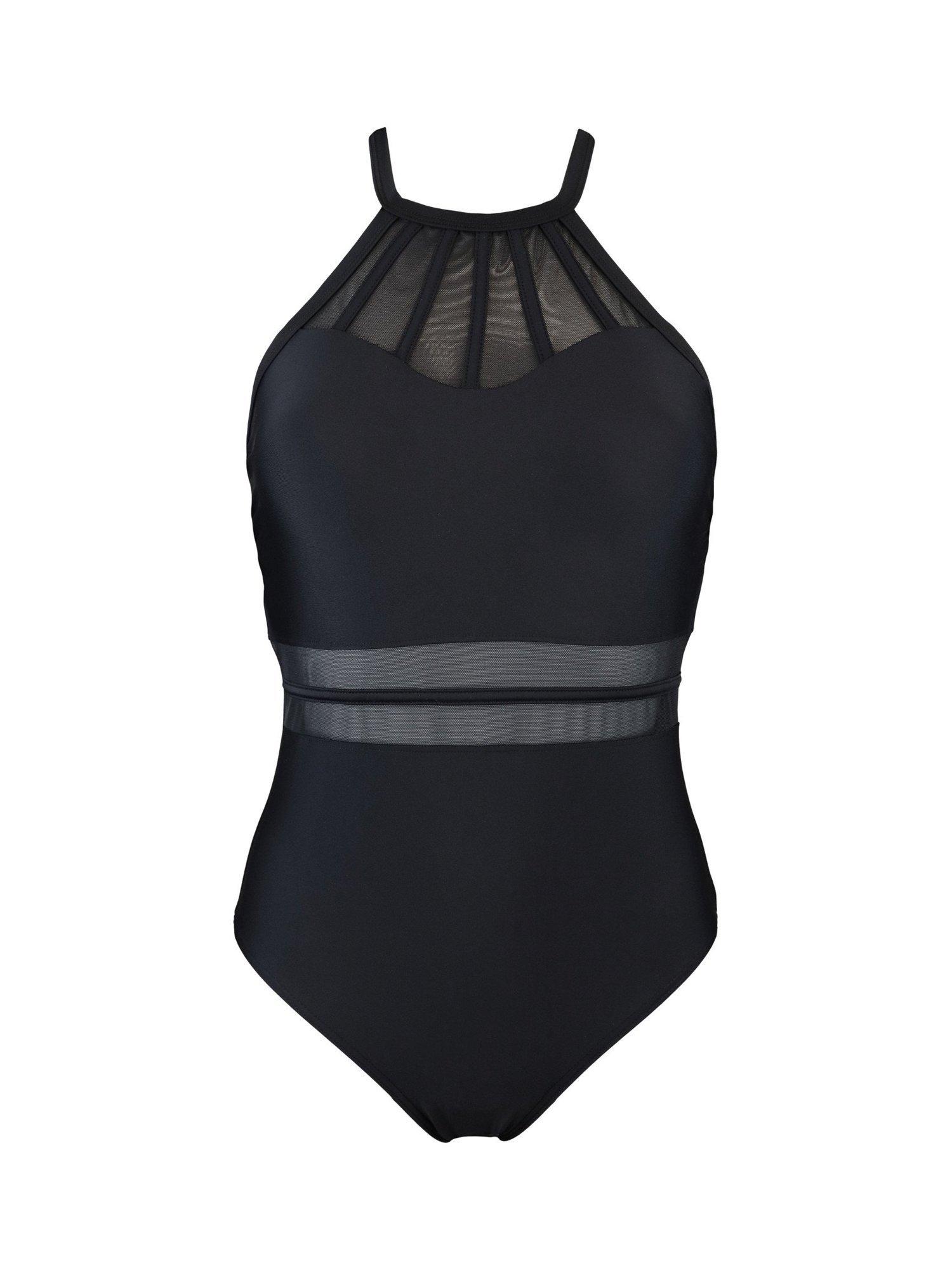 Product image 5 of 6, which shows Pour Moi Beach Bound High Neck Swimsuit, Black, 8