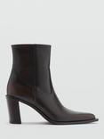 Mango Moni Leather Block Heel Ankle Boots