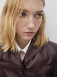 Mango Malbec Leather Jacket, Red Cherry