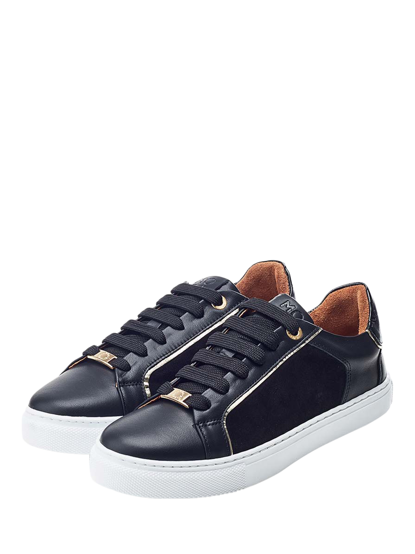 Product image 3 of 3, which shows Moda in Pelle Ales Leather Lace Up Trainers, Black, 3