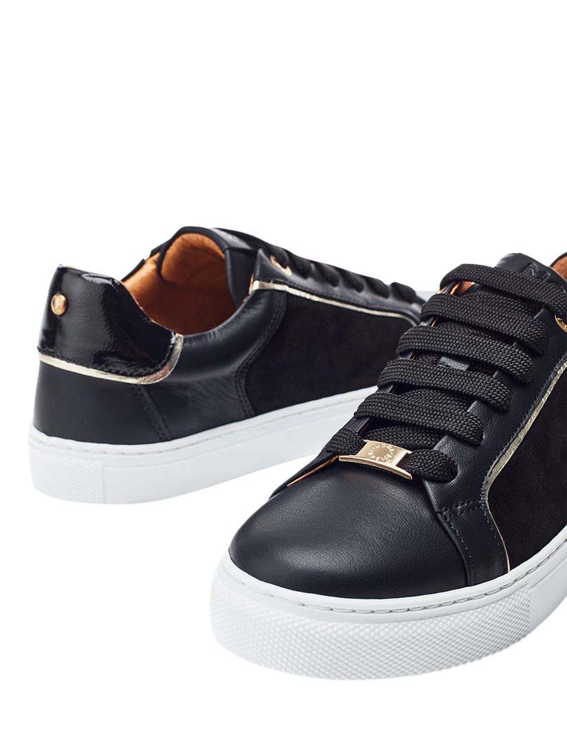 Product image 5 of 5, which shows Moda in Pelle Ales Leather Lace Up Trainers, Black, 3