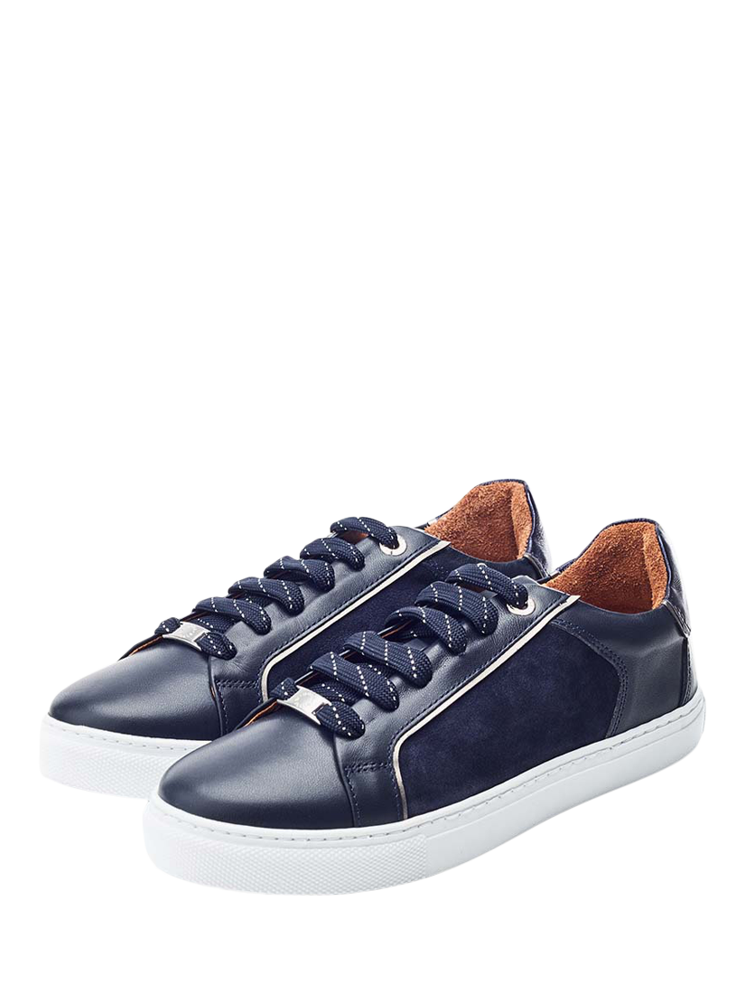 Product image 2 of 4, which shows Moda in Pelle Ales Lace-Up Trainers, Navy, 3