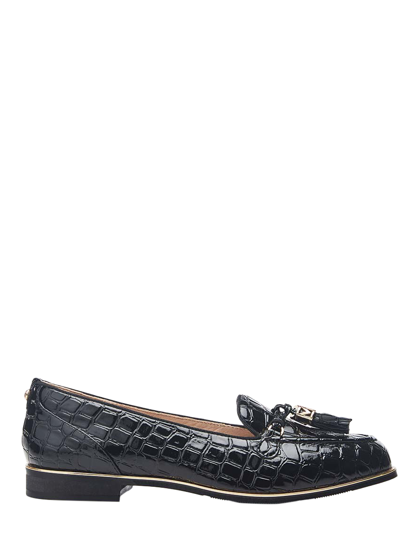 Moda in Pelle Evvaa Croc Effect Leather Loafers, Black