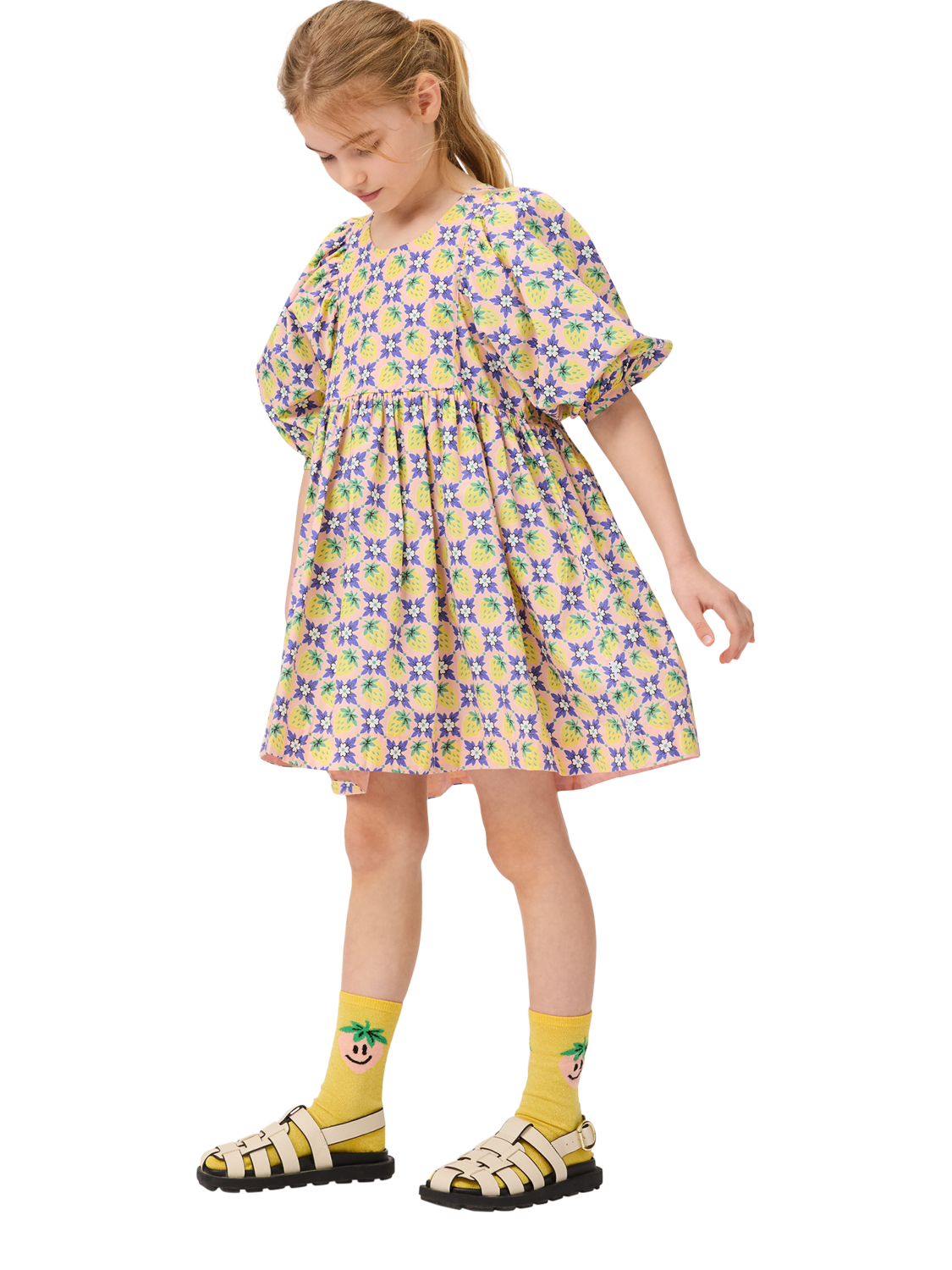 Product image 1 of 4, which shows Molo Kids' Caio Vintage Berries Dress, Vintage Berry, 3-4 years