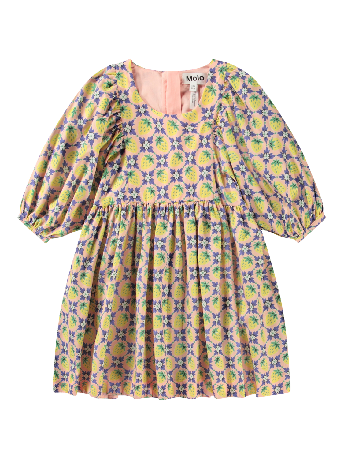 Product image 2 of 4, which shows Molo Kids' Caio Vintage Berries Dress, Vintage Berry, 3-4 years