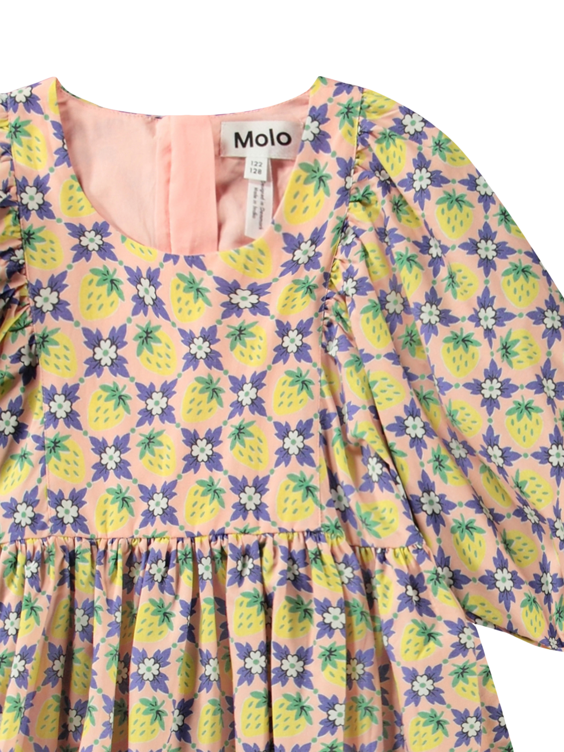 Product image 4 of 4, which shows Molo Kids' Caio Vintage Berries Dress, Vintage Berry, 3-4 years