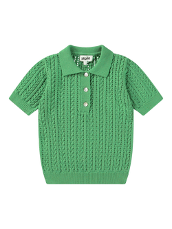 Molo Kids' Knitted Organic Cotton Polo Top, Jungle Power, Jungle Power
