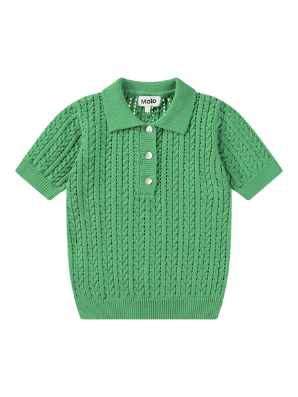 Molo Kids' Knitted Organic Cotton Polo Top, Jungle Power, Jungle Power