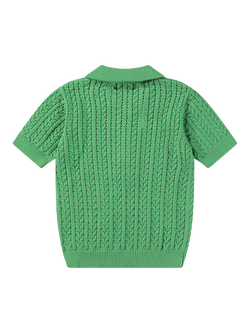 Molo Kids' Knitted Organic Cotton Polo Top, Jungle Power - view 2, Jungle Power