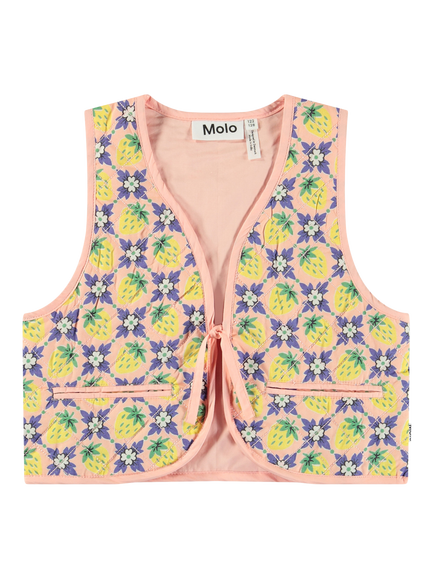 Molo Kids' Hilma Cotton Quilted Waistcoat, Vintage Berry, Vintage Berry