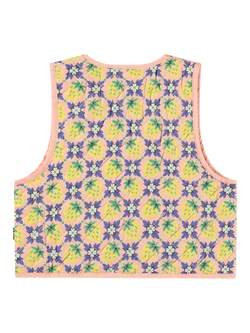 Molo Kids' Hilma Cotton Quilted Waistcoat, Vintage Berry - view 2, Vintage Berry