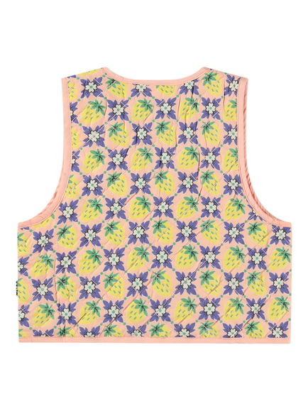 Molo Kids' Hilma Cotton Quilted Waistcoat, Vintage Berry - view 2, Vintage Berry