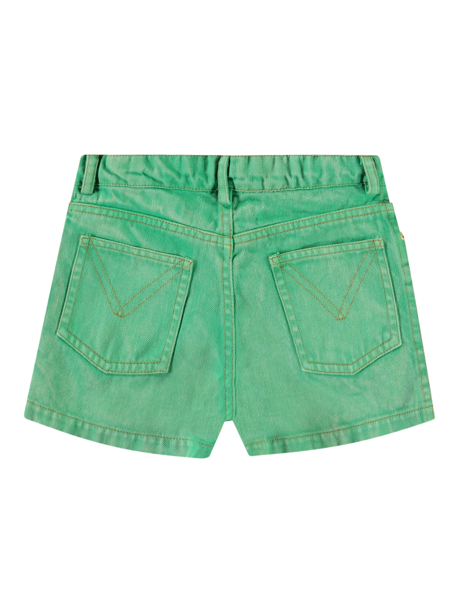 Product image 2 of 2, which shows Molo Girl's Amberly Denim Shorts, Jungle Power, 4 years