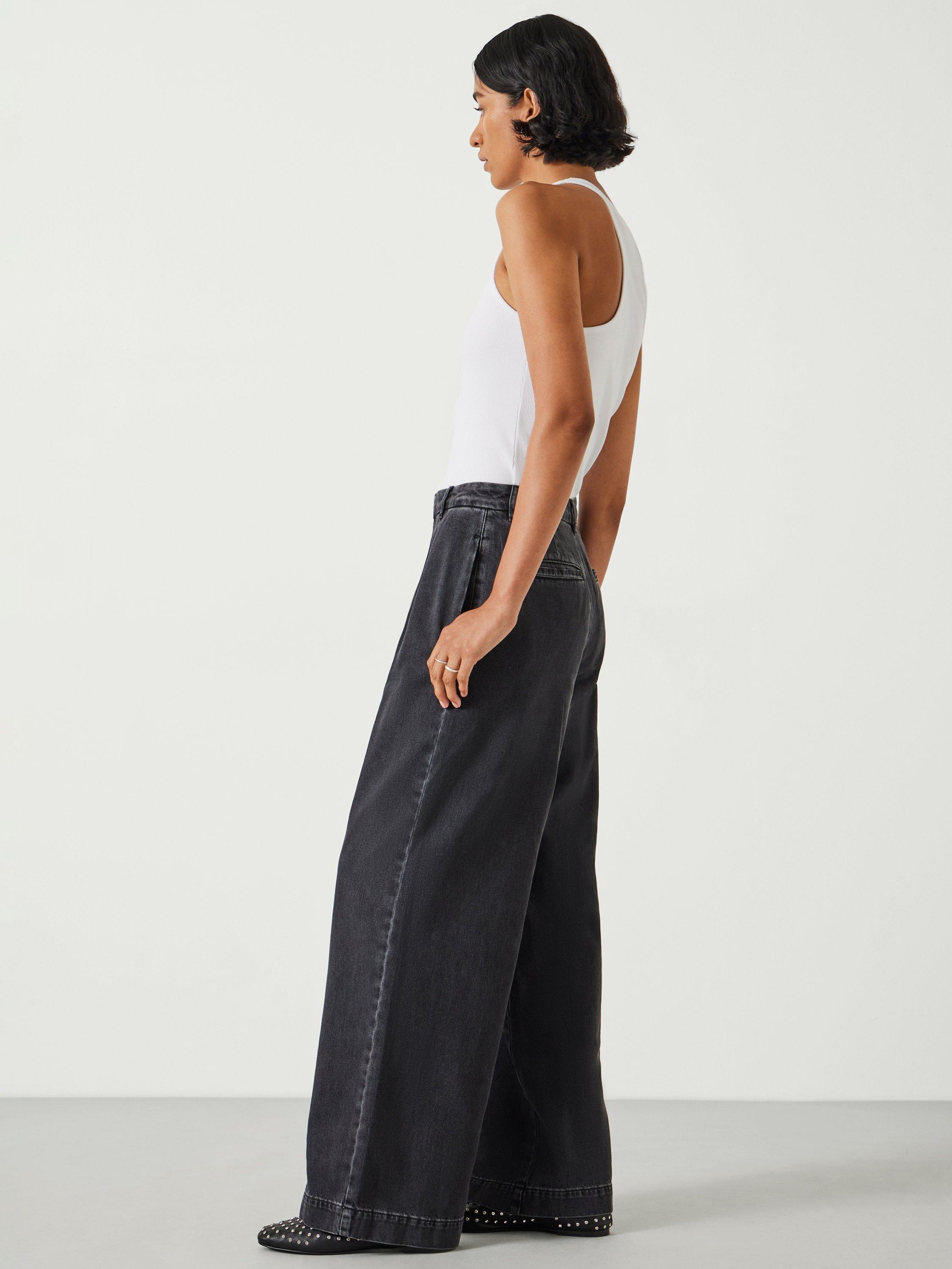 Product image 5 of 6, which shows HUSH Lya Pleated Wide Leg Jeans, Washed Black, 4R