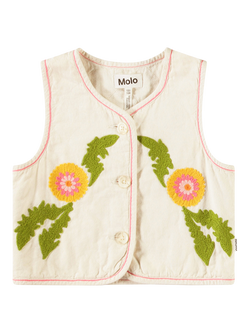 Molo Kids' Heather Dandelion Waistcoat Top, White, White
