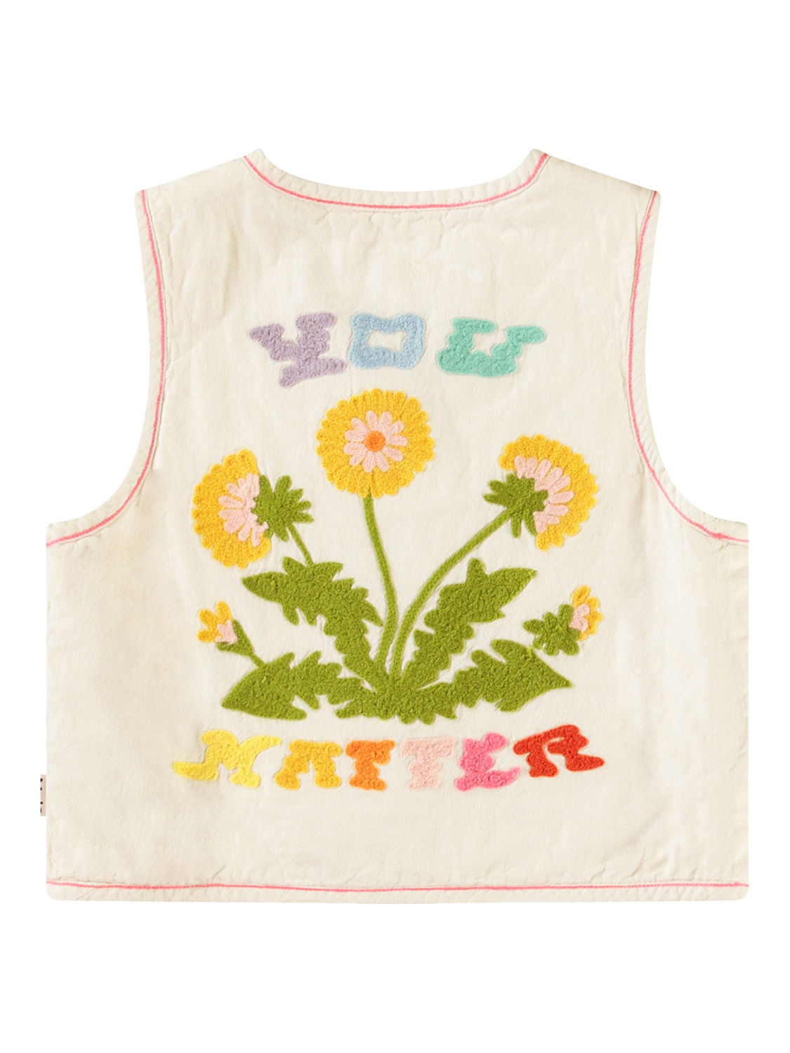 Product image 2 of 4, which shows Molo Kids' Heather Dandelion Waistcoat Top, White, 3-4 years