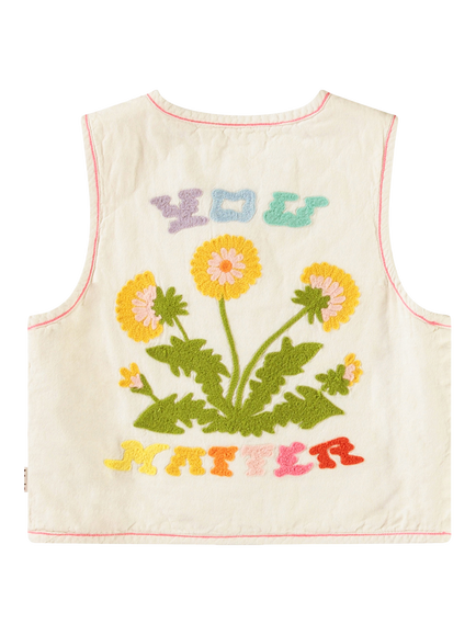 Molo Kids' Heather Dandelion Waistcoat Top, White - view 2, White