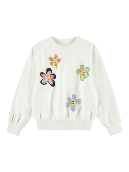 Molo Kids' Marge Joy of Flowers Organic Cotton Sweatshirt, White, White