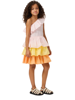 Molo Kids' Cora Charlotte Organic Cotton Tiered Dress, Pink, Pink