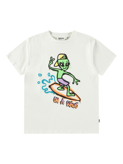 Molo Kids' Riley On A WaveT-Shirt, White, White