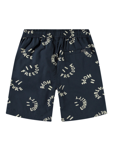 Molo Kids' Avart Smile Words Shorts, Navy - view 2, Navy