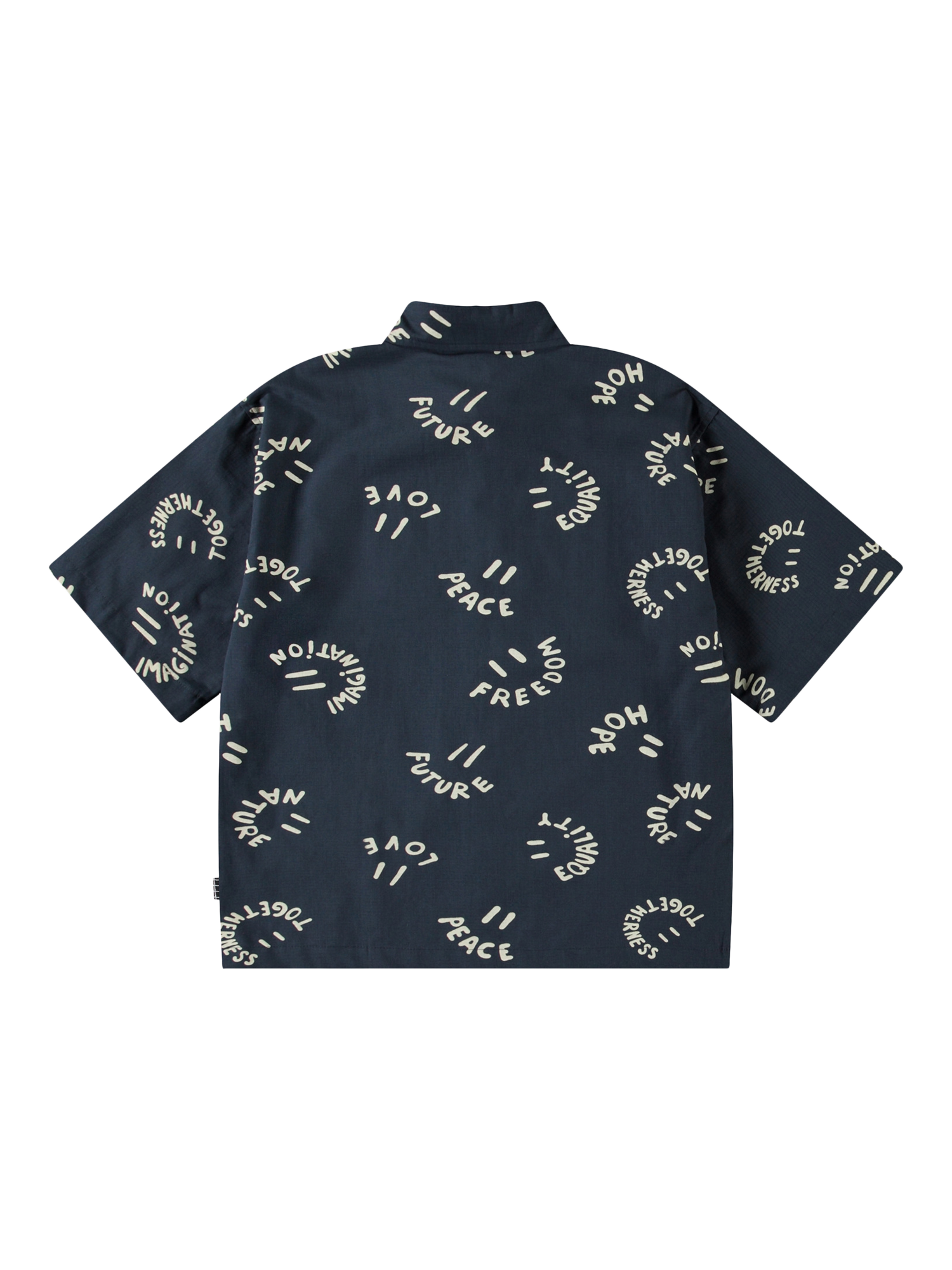 Product image 2 of 3, which shows Molo Kids' Richie Smile Words Shirt, Navy, 3-4 years