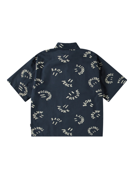 Molo Kids' Richie Smile Words Shirt, Navy - view 2, Navy
