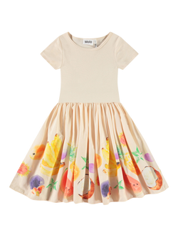 Molo Kids' Cissa Organic Cotton Dancing Fruits Dress, Neutral, Fruit