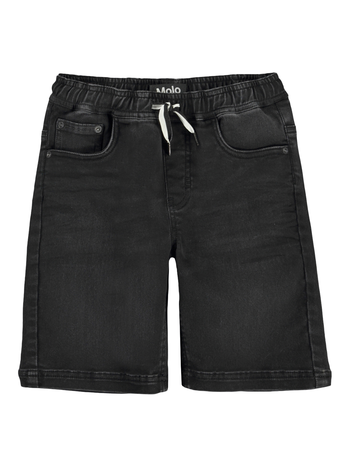 Product image 1 of 3, which shows Molo Boy's Ali Elastic Waist Denim Shorts, Black, 4 years