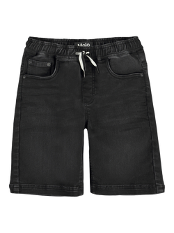 Molo Boy's Ali Elastic Waist Denim Shorts, Black, Black