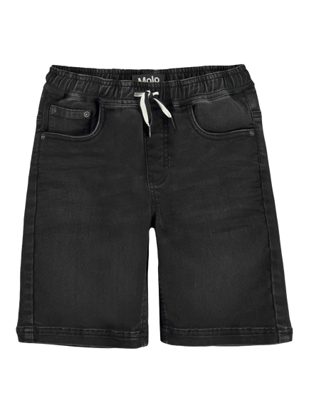 Molo Boy's Ali Elastic Waist Denim Shorts, Black, Black