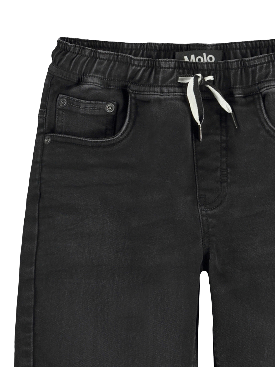Product image 3 of 3, which shows Molo Boy's Ali Elastic Waist Denim Shorts, Black, 4 years